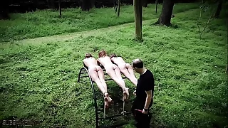 Three teen slaves punishment and humiliated in verge on bdsm